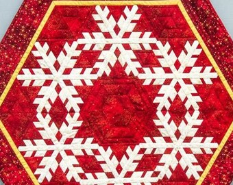 PATTERN SNOW DREAMS Snowflake Christmas Tree Skirt or Table Topper 2 Designs paper piecing