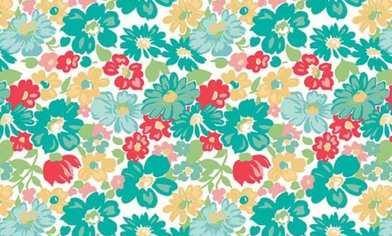 FABRIC VINTAGE HAPPY 2 Floral Feedsack Green