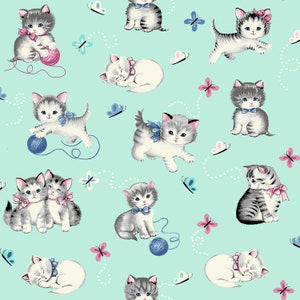 FABRIC Vintage Kittens  by Freckle and Lollie   We combine shipping