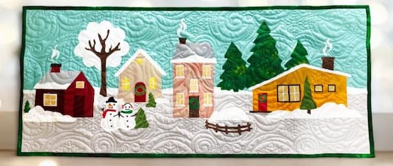 PATTERN A PEACEFUL WINTER Christmas Applique Quilt or Table Runner or Bench Pillow