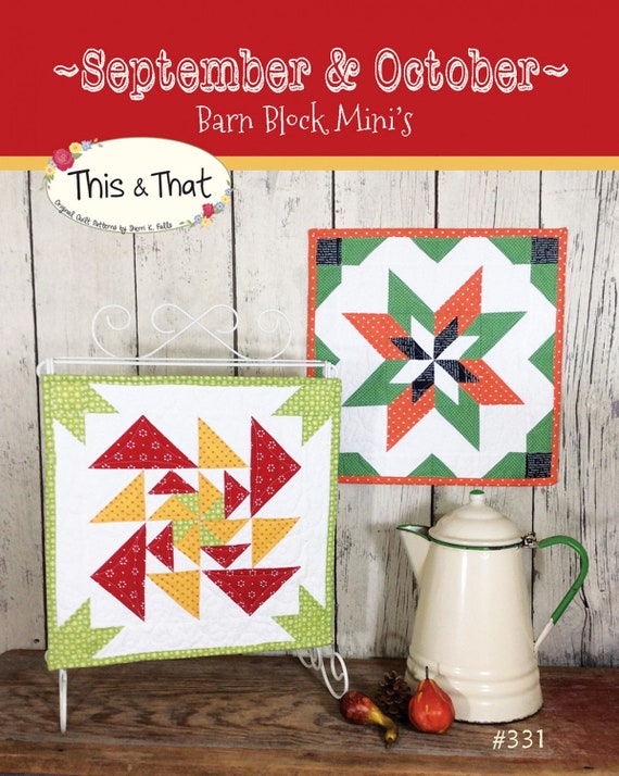Clearance PATTERN BARN BLOCKS September and October Mini Quilt Blocks