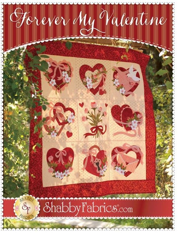PATTERN FOREVER my VALENTINE Quilt Full Size pattern All 9 Blocks Included