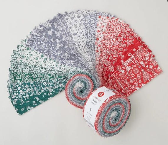FABRIC SCANDI Scandinavian Christmas JELLY Roll from U K