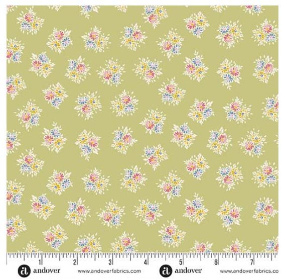 FABRIC Petite Fleur English Country Imported from U K Posy Green Floral