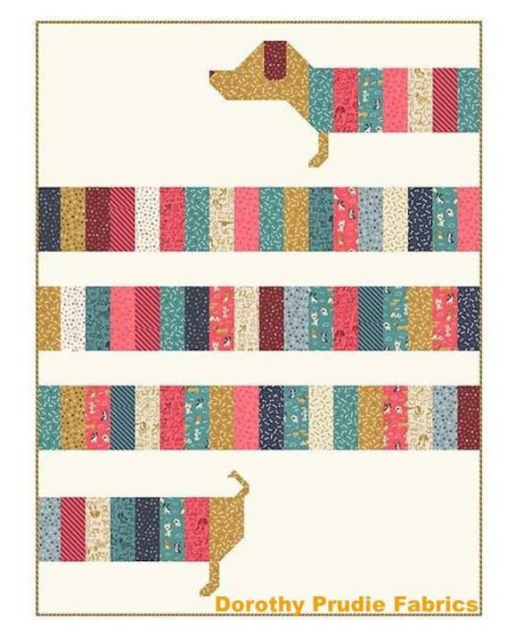 PATTERN DOG Dachshund Weenie Dog All Wrapped Up Quilt