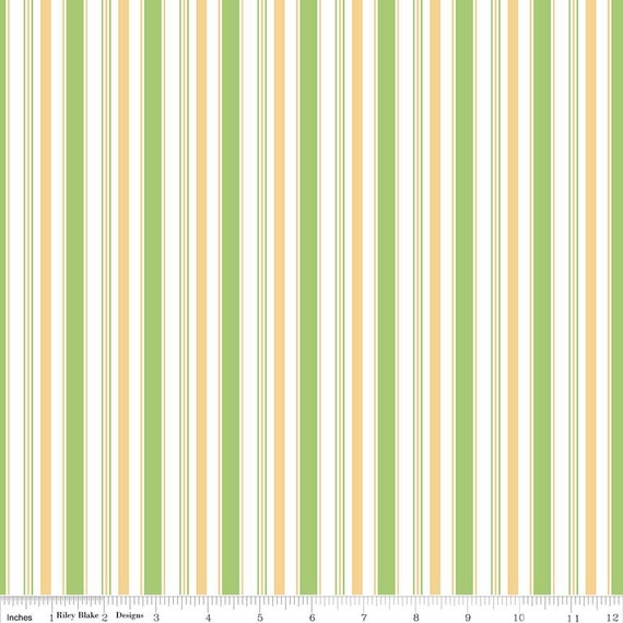 Clearance FABRIC STRIPES Green and Gold stripes from the Cozy Christmas line by Riley Blake