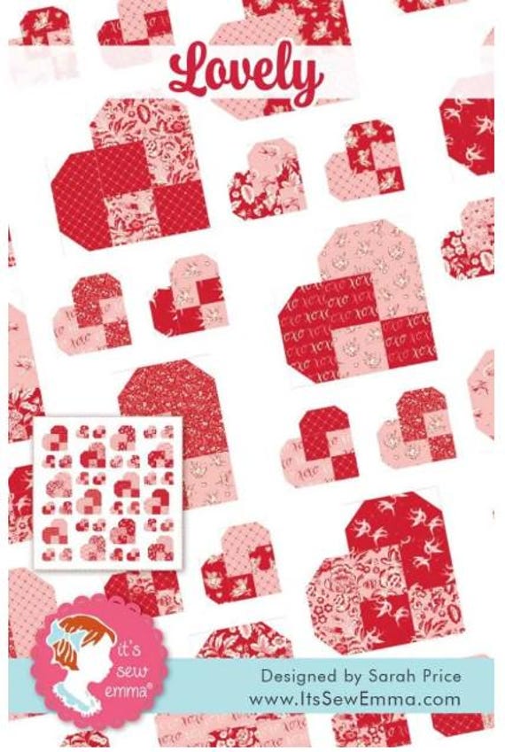 PATTERN LOVELY Valentine HEART Quilt 4 Sizes Fat Quarter Friendly Quilt Tablerunner Wallhanging Queen