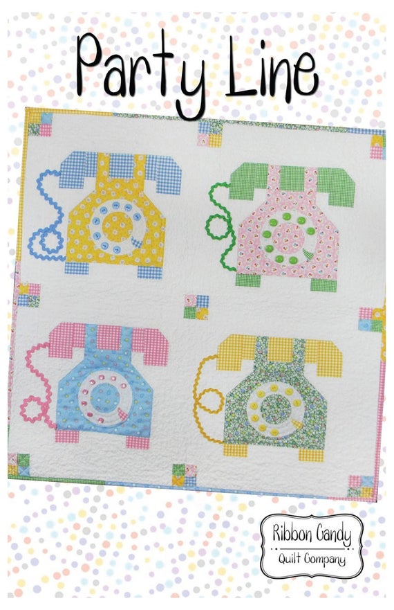 PATTERN PARTY LINE Old Time Telephone Quilt Throw 30" x 30"    We combine shipping