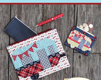 PATTERN GONE GLAMPING zippered pouches wallets