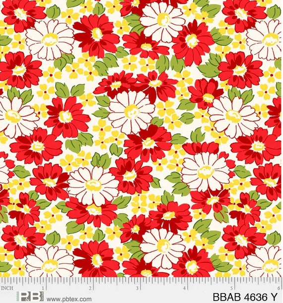 FABRIC Summer Yellow Floral Retro Feedsack Style Fabric