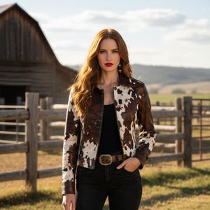 Cowhide Leather Jacket for Women |Natural Hair-On Cow Skin Fashion Coat| Women Natural Genuine Pony Skin Hair jacket| Cowhide Leather Jacket