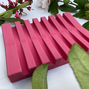 Pink Soap Dish | Ribbed Design | Jesmonite