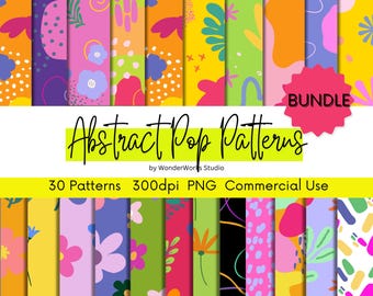Abstract Geometric Pattern Set, Bright Colorful Clipart (Digital Download)