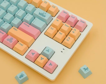 Happy keycaps | 109 Cherry profile keys for mechanical keyboards | pc gaming & office desk setups | aesthetic minimalist gift for gamers