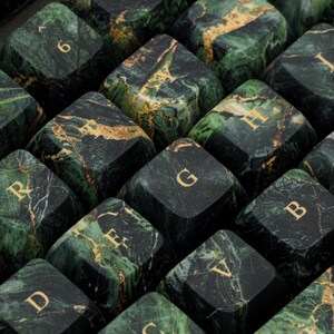 Green Marble keycaps | 109 Cherry or XDA profile keys for mechanical keyboards | pc gaming & desk setups | cool gifts for gamers