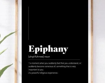 Epiphany Definition Print, Epiphany Sign Print, Epiphany Digital, Epiphany Wall Art Gifts, Dictionary Print, Wall Art Poster Epiphany Office