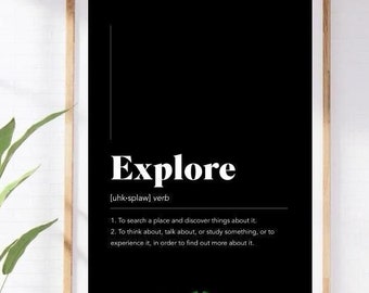 Explore Definition Print, Explore Sign Print, Explore Digital Prints, Explore Wall Art Gifts, Dictionary Print, Wall Art Posters Motivation