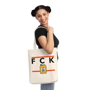 Funny Woven Tote Bag: Eco-Friendly Recycled Cotton Blend