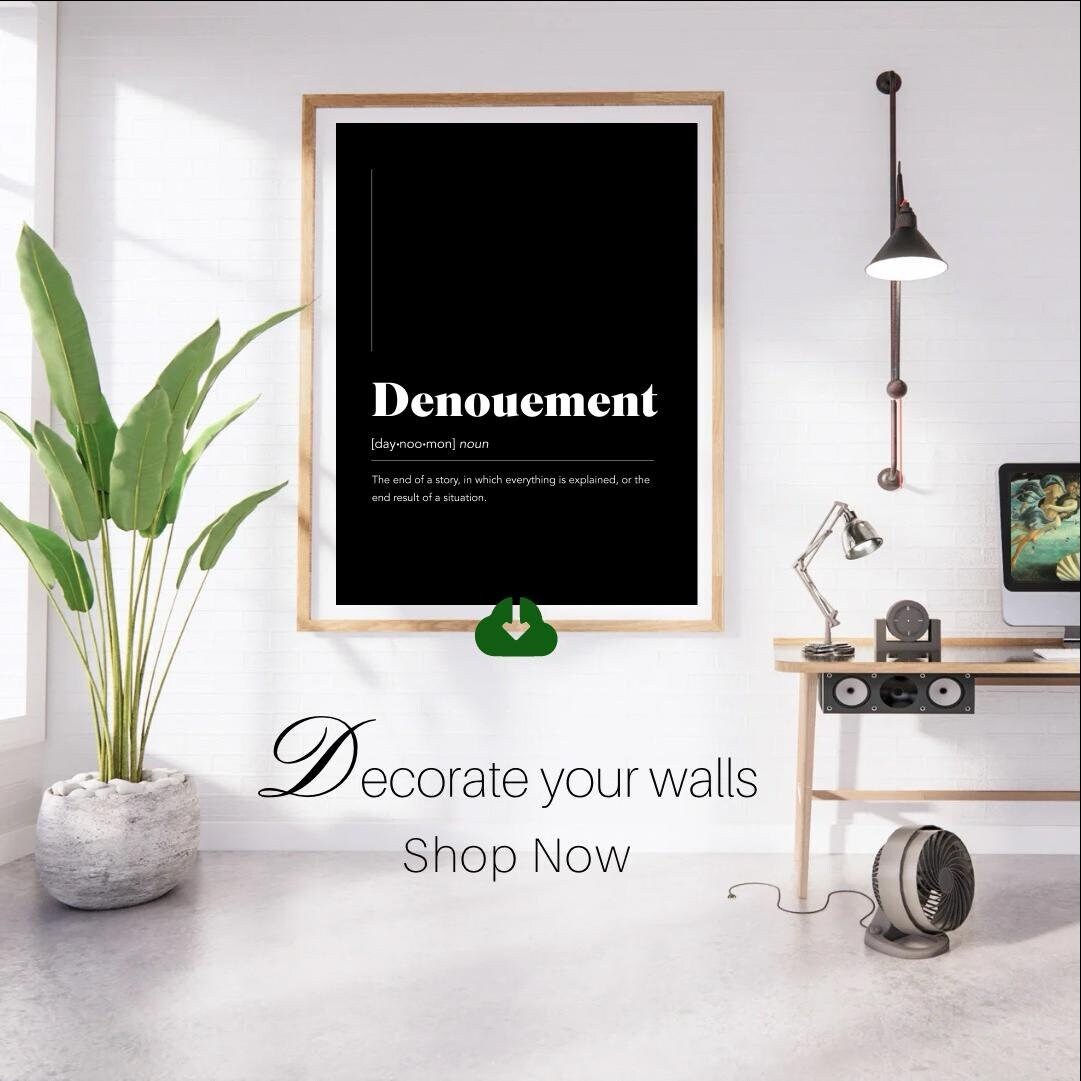Denouement Definition Print, Denouement Sign Print, Denouement Art, Denouement Wall Art Gifts, Dictionary Print, Wall Art Posters Denouement