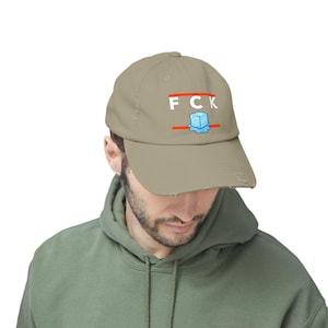 Distressed Baseball Cap, Vintage Style Hat, FCK Ice, Chinga La Migra, Solodarity Has No Borders printed Hat, Funny Designed Word Headwear