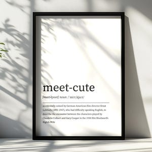 Meet-Cute Definition Print: Minimalist Dictionary Wall Art Various Sizes (Digital Prints)