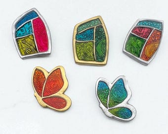 Handcrafted Magnetic Brooch – Polymer Clay Inspired by Cloisonné, Champlevé & Basse-Taille Enamel Art