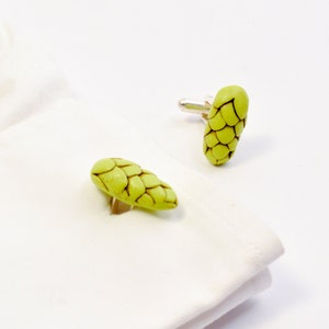 Dad Gift -Beer Hops Cuff Links - Beer Gear - Beer Jewelry - Hops Jewelry - Beer Geek Gift - Beer Loving Groom