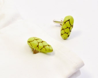 Beer Hops Cuff Links - Beer Gear - Beer Jewelry - Hops Jewelry - Beer Geek Gift - Beer Loving Groom