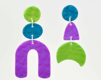 Mica Series Earrings - Polymer Clay Earrings - Colorful Earrings - Unique Earrings -Statement Earrings