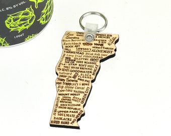 Vermont Breweries Keychain- Craft Beer Gift -Craft Beer -Keyring - Beer Lover  - Gift under 10