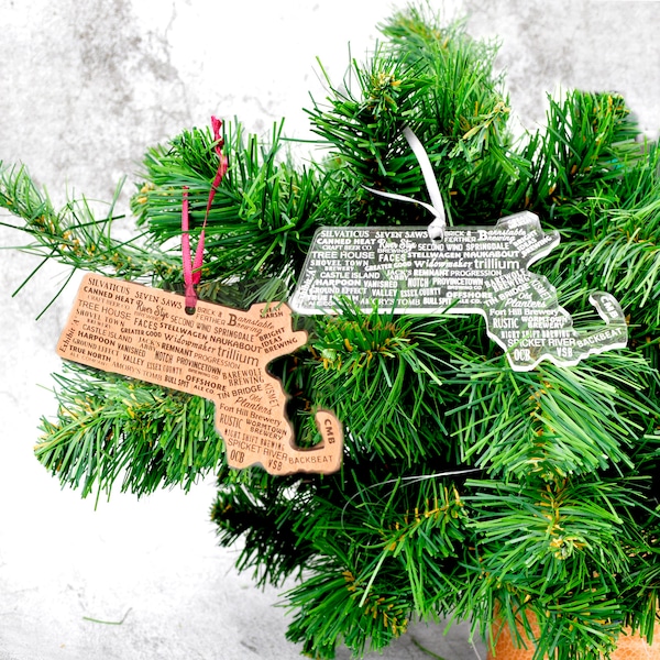Massachusetts Breweries Ornament -Engraved Beer Ornament  -Craft Beer Gift- Christmas Ornament - Gift Topper - Beer Lover Gift