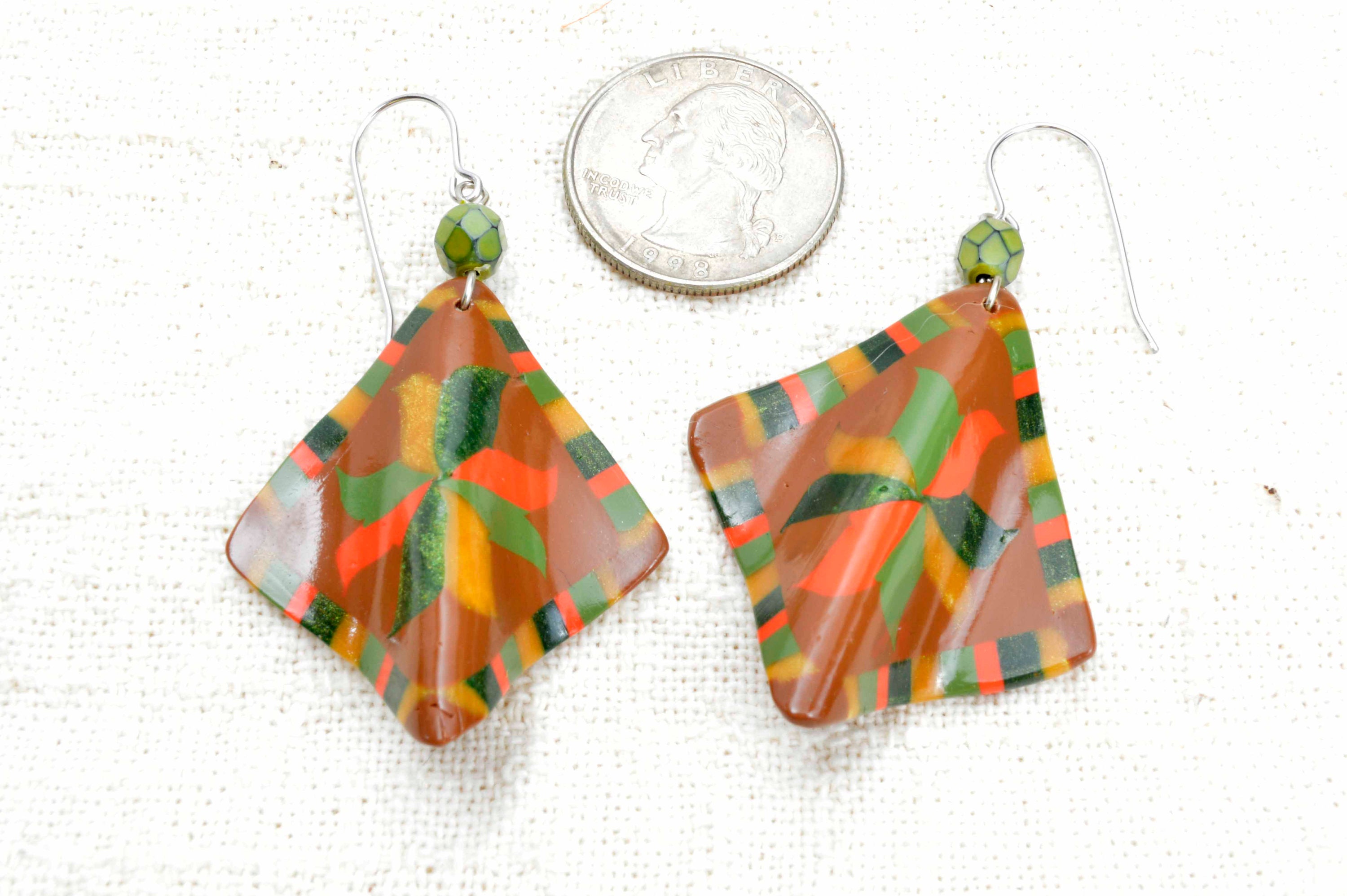 Quilt Squares Earrings Fall Star Quilt Dangle earrings Etsy
