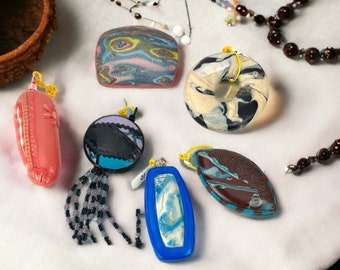 Unique Handmade Beads - Handcrafted Focal Pieces - Craft Beads - Handcrafted Beads -  Beading - Polymer Clay Pendants