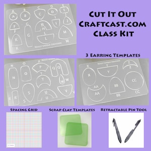 Cut It Out Craftcast Class Kit - Earring Templates - Polymer Clay Templates - Metal Clay Templates - Jewelry Templates -polymer clay cutters