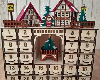 DIY Advent calendar made of wood, wooden Advent calendar to assemble, Advent calendar to color in, Christmas DIY calendar,