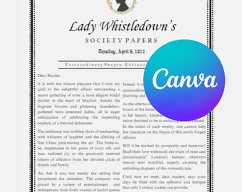 Bridgerton Bridal Shower Invitation: Lady Whistledown Letter (Customizable Canva Template)