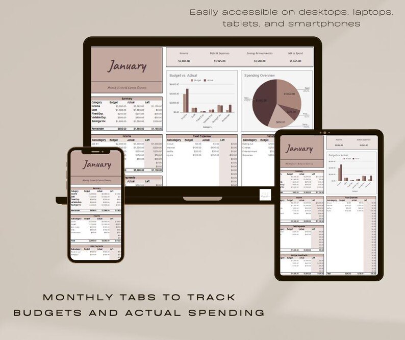 Minimalist Budget Tracker 2026 Monthly & Yearly Google Sheets Template ...