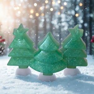 Holiday Soap, Glittery Christmas Tree Soap, Frasier Fir Scent, Holiday Stocking Stuffer