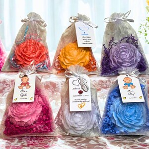 Peony Soap Favors, Baby Shower,  Sprinkle Shower Favors, Wedding Thank-You Guest Favors. Fun and unique Floral Soap Favors with Custom Tags.