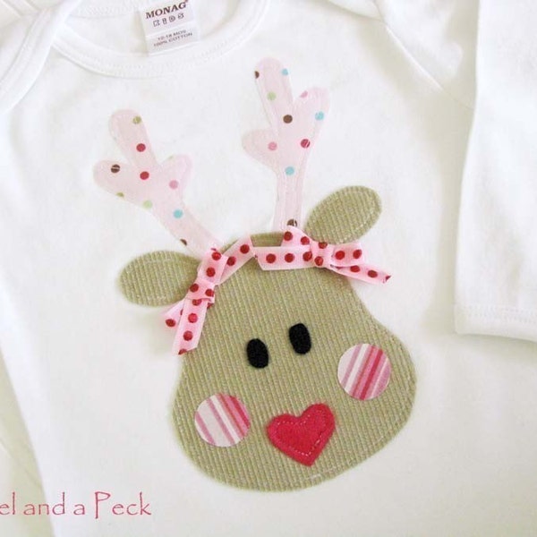 Boutique Reindeer Applique Tee - Custom Size