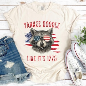 Chemise patriotique de raton laveur, chemise 4 juillet, chemise de raton laveur des Etats-Unis, chemise de raton laveur sauvage, chemise de drapeau américain, t-shirt de l'Amérique rétro, chemise de liberté
