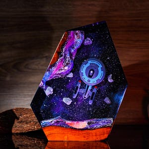 Diorama Star Trek NCC-1701-C Ver2 Night Light, Epoxy Lamp Resin Lights Lamp, Unique Gift for Him or Dad, Back to school gift, Gift For Kids