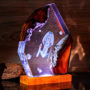 Diorama Star Trek Night Light, Epoxy Lamp Resin Lights Lamp, Unique Gift for Him or Dad, Back to school gift, Gift For Kids