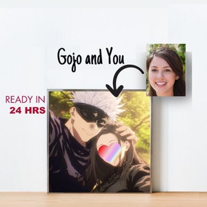 Portrait Gojo personnalisé, illustration de dessin animé personnalisée, cadeau pour les amateurs de dessins animés, jujutsu kaisen, cadeau de Noël, cadeau cadeau