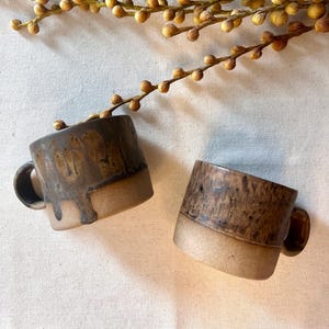 Handmade Stoneware Coffee Mug: Golden Bronze Glaze, Artisan Ceramic Cup
