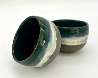 Handmade Stoneware Espresso Cup Set: Ceramic Coffee Mug Pair