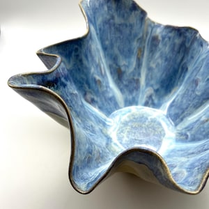 Blue Stoneware Centerpiece, Handmade Decorative Vase, Contemporart Pottary Vase, Handcrafted Unique Decor, Organic Shaped Ceramic Vase