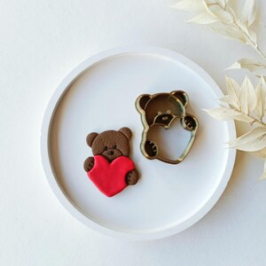 Bear holding heart cutter 4 pcs set / Polymer Clay Cutter / Valentine cutter /3D printed Polymer Clay Tools / Jewelry Making / Craft tool