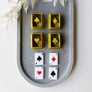 Uitsnijders voor speelkaarten/ polymeerkleisnijder /4-delige set/ Casino royal/3D-geprinte polymeerklei gereedschap / Sieraden maken / Knutselgereedschap