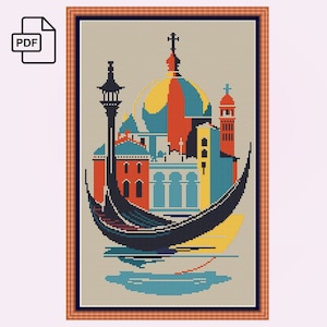 Venice cross stitch pdf pattern sity pattern cross stitch modern cross stitch gift home decor pdf Italy download
